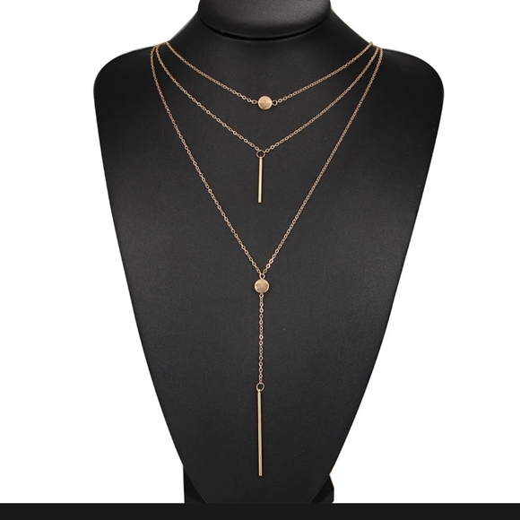 Gold Layered Necklace, Cleavage Accent - Picture 2 of 6